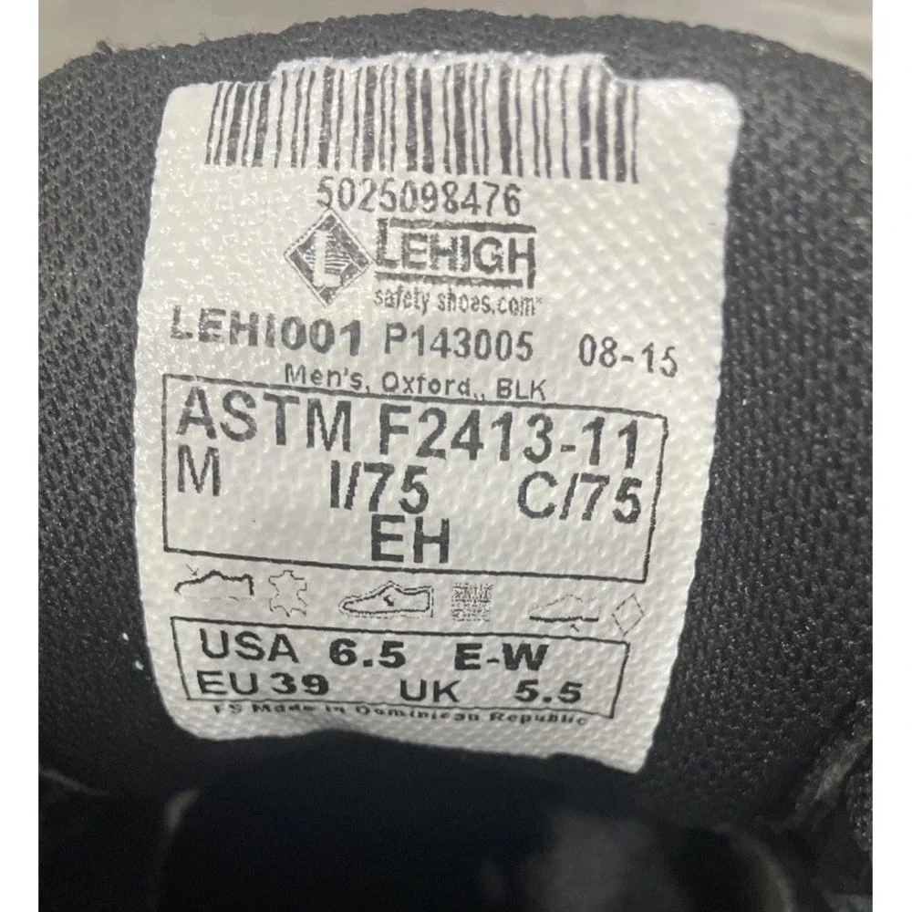 Lehigh Safety Shoes Unisex Composite Toe Oxford Black Oil Resistant ‎ USA 6.5